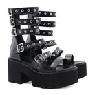 Kobine Women's Punk Open-toe Buckles Platform Sandals