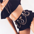 Women's Punk Rings And Chains Faux Leather Belts
