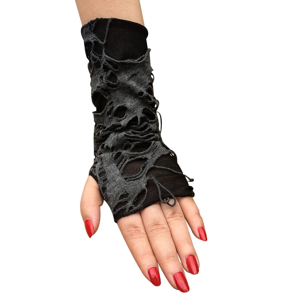 Kobine Women's Punk Ripped Fingerless Gloves