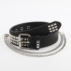 Kobine Women's Punk Rivets Faux Leather Belt with Metal Chain