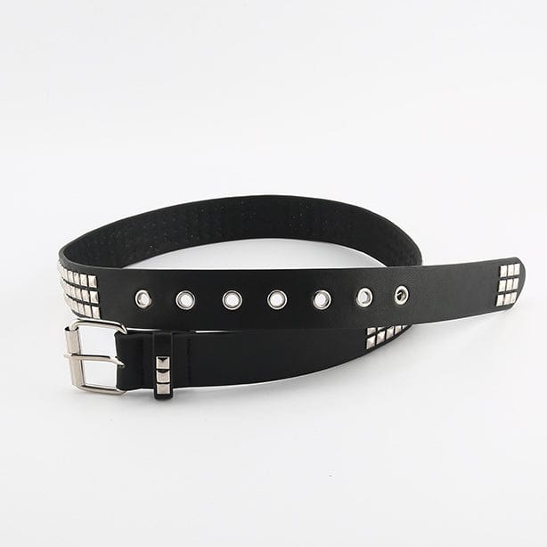 Kobine Women's Punk Rivets Faux Leather Belt with Metal Chain