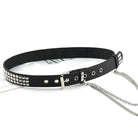 Kobine Women's Punk Rivets Faux Leather Belt with Metal Chain