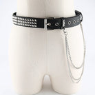 Kobine Women's Punk Rivets Faux Leather Belt with Metal Chain