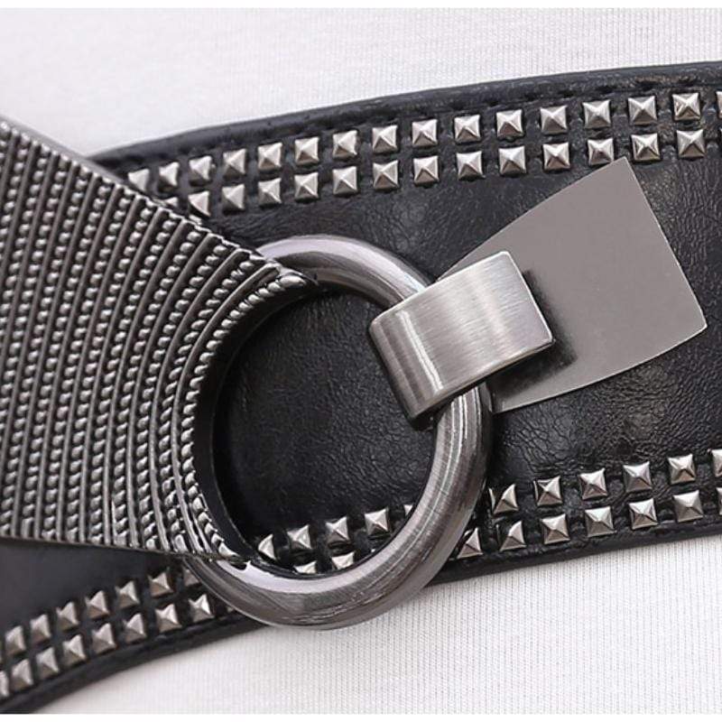 Women's Punk Rivets Faux Leather Buckles Belts