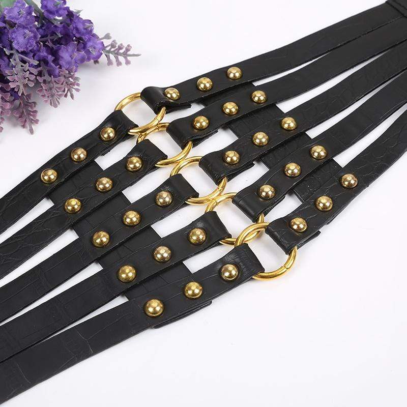 Women's Punk Rivets Straps Faux Leather Wide Belts