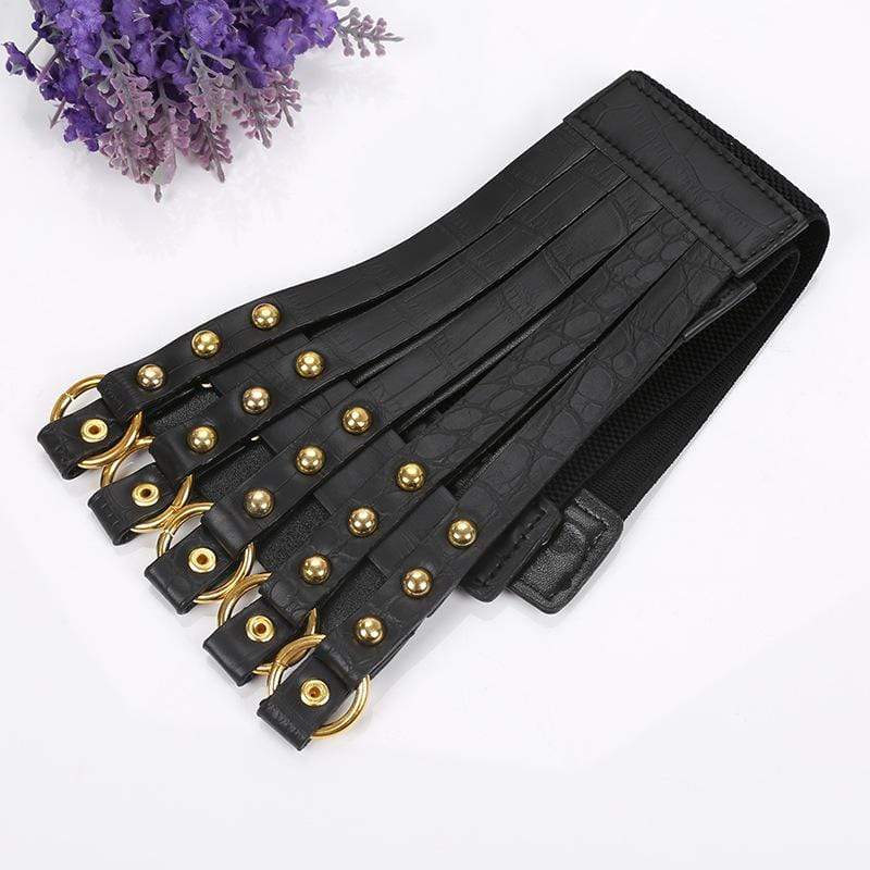 Women's Punk Rivets Straps Faux Leather Wide Belts