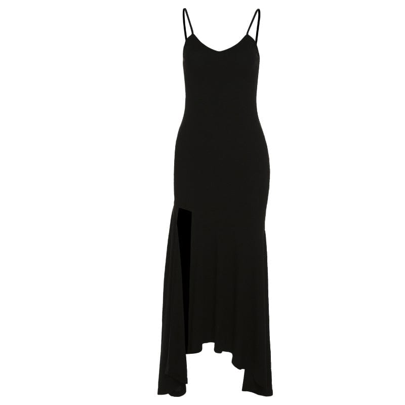 Kobine Women's Punk Side Slit Fishtail Slip Dress