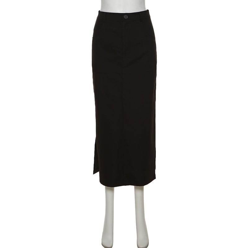 Kobine Women's Punk Side Slit Straight Skirt