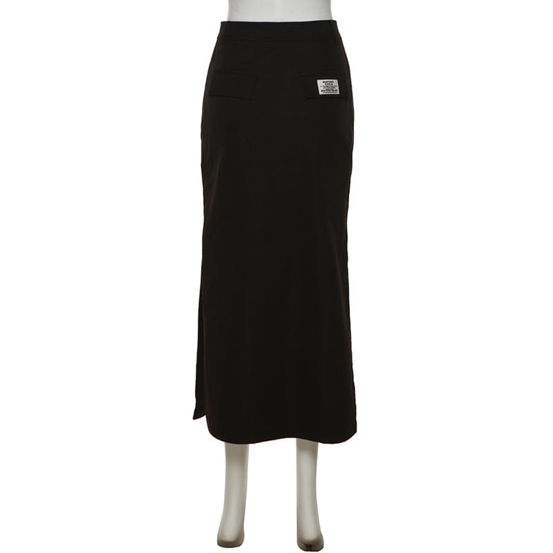 Kobine Women's Punk Side Slit Straight Skirt