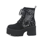 Kobine Women's Punk Spider Web Embroidered Platform Boots