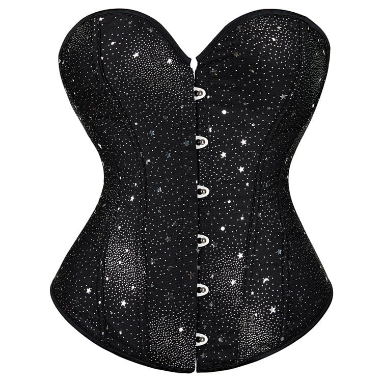 Kobine Women's Punk Strappy Star Printed Overbust Corset