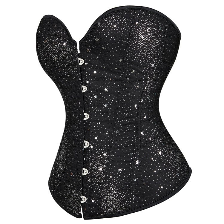 Kobine Women's Punk Strappy Star Printed Overbust Corset