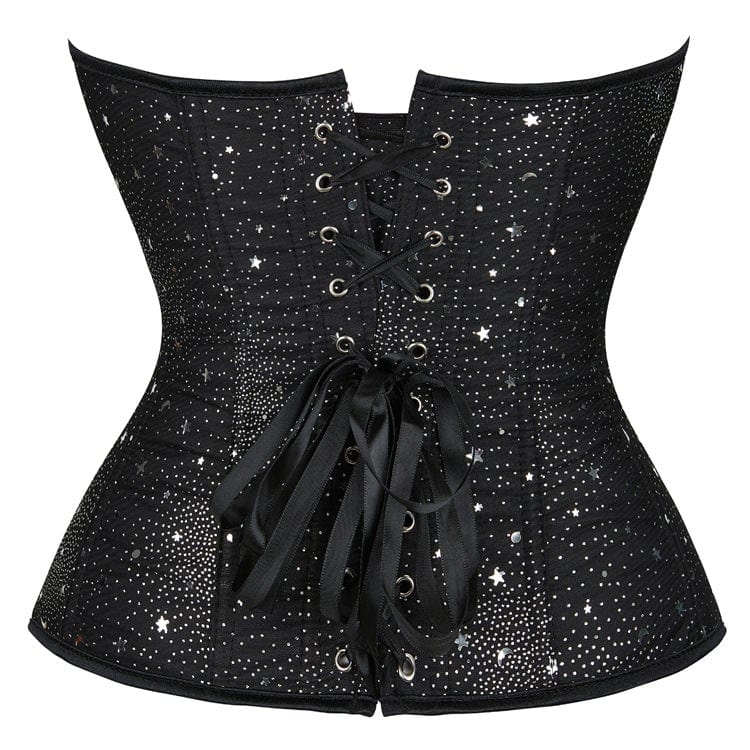 Kobine Women's Punk Strappy Star Printed Overbust Corset