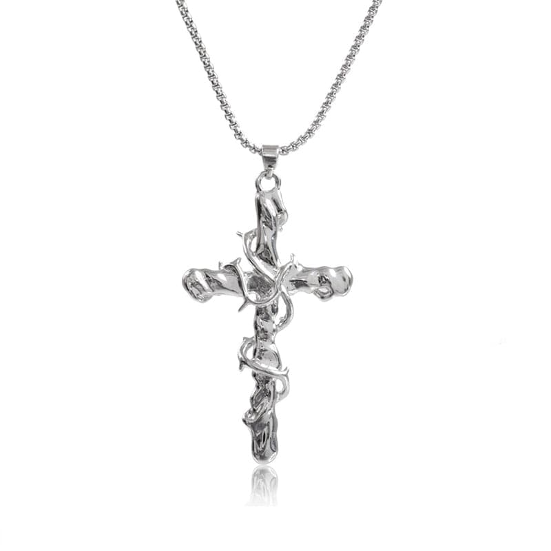 Kobine Women's Punk Thorns Cross Necklace