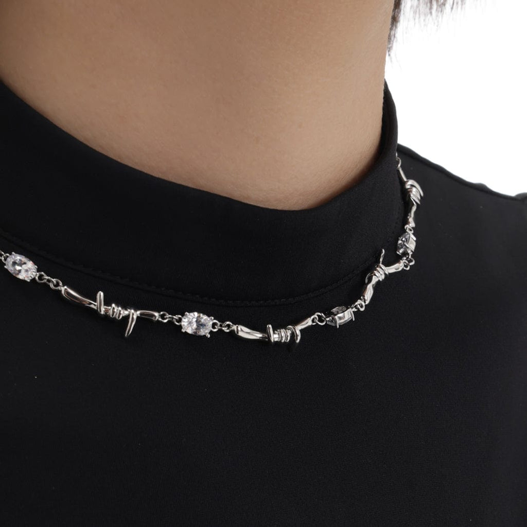 Kobine Women's Punk Thorns Zircon Necklace