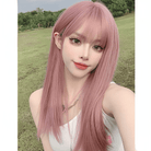 Kobine Women's Silky Straight Pink Synthetics Hair Wig