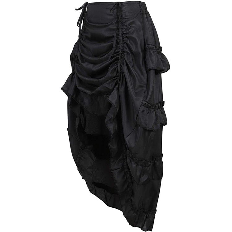 Kobine Women's Steampunk Drawstring Falbala Skirt