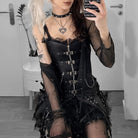 Kobine Women's Steampunk Front Zip Overbust Corsets With Chains