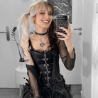 Kobine Women's Steampunk Front Zip Overbust Corsets With Chains