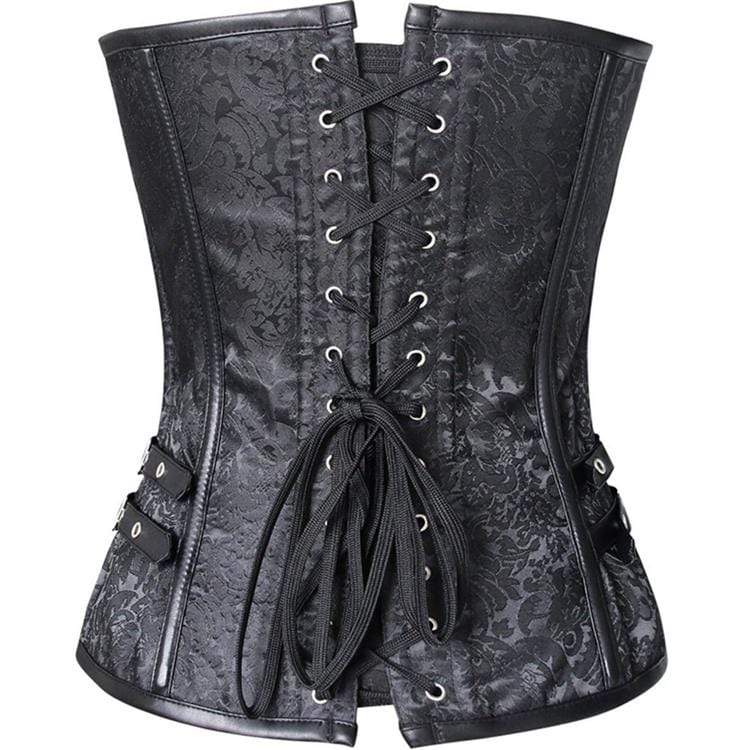 Women's Steampunk Gothic Brocade Spiral Steel Boned Corset with Buckles