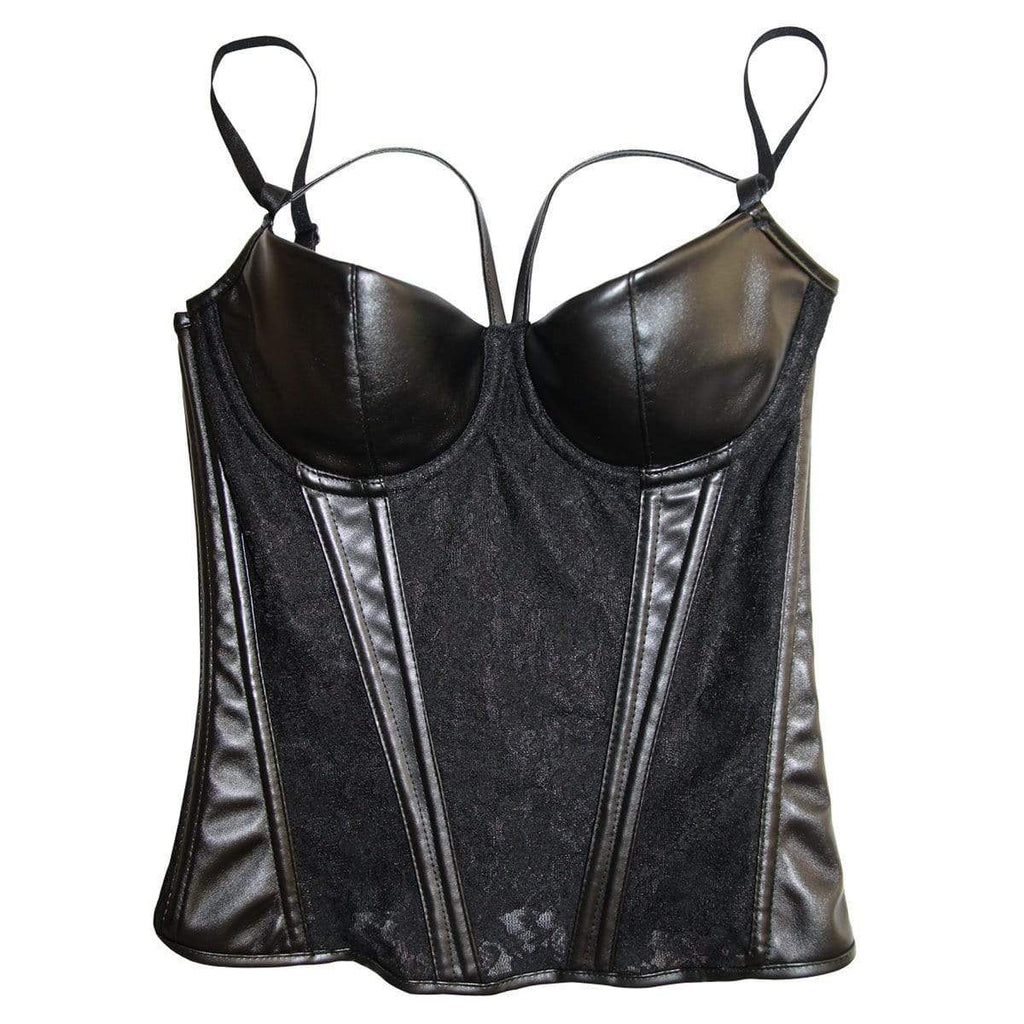 Women's Steampunk Gothic Faux Leather Lace Corset Bustier