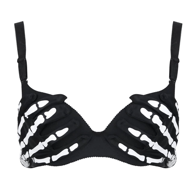 Women's Steampunk Halloween Skull Skeleton Clubwear Party Bra Crop Top