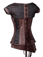 Women's Steampunk Jacquard Steel Boned Busk Corset with Jacket and belt