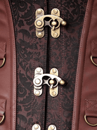 Women's Steampunk Jacquard Steel Boned Busk Corset with Jacket and belt