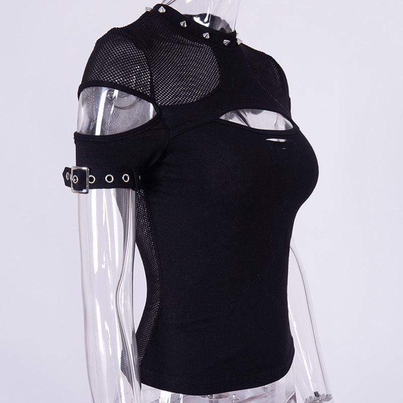 Women's Steampunk Mesh Cutout T-shirt