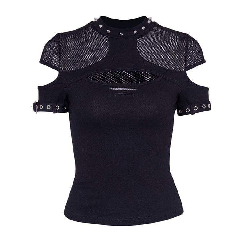 Women's Steampunk Mesh Cutout T-shirt