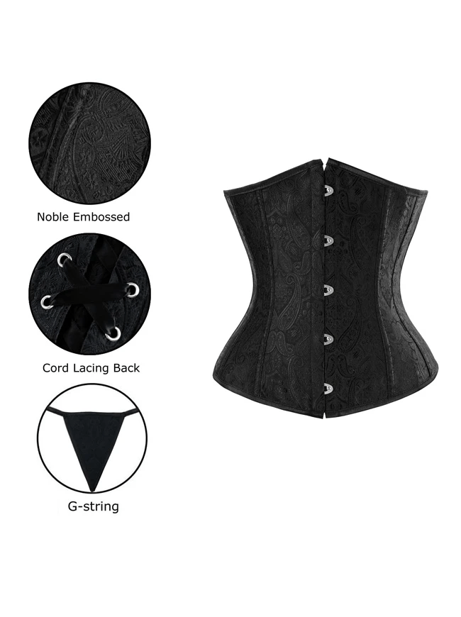 Women's Steampunk Retro Brocade Boned Underbust Waist Training Corset