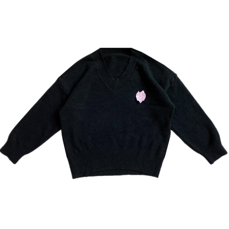 Women's V-neck Knitted School Girl Sweaters&Cardigans