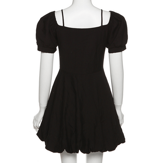 Kobine Women's Vintage Bowknot Off Shoulder Black Little Dress