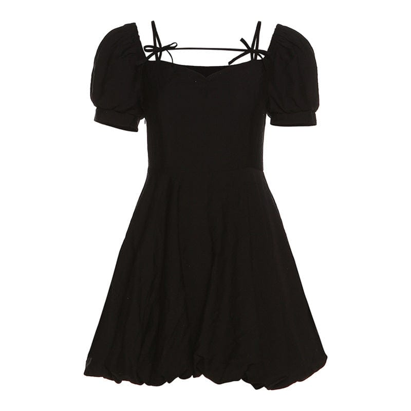 Kobine Women's Vintage Bowknot Off Shoulder Black Little Dress