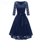 Women's Vintage Lace Party Dresses Bridesmaid Dresses with Bow Belt Wedding Dress
