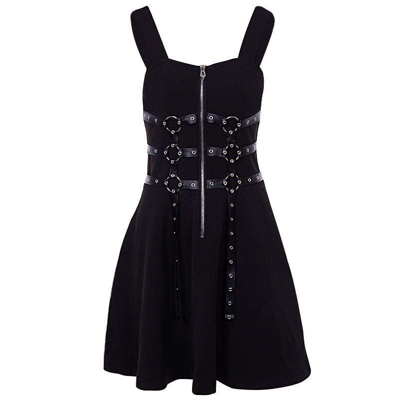 Women's Zipper Fly Suspender Dresses With Harness