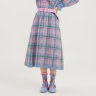 Pink Kawaii Women's A-line Plaid Skirt