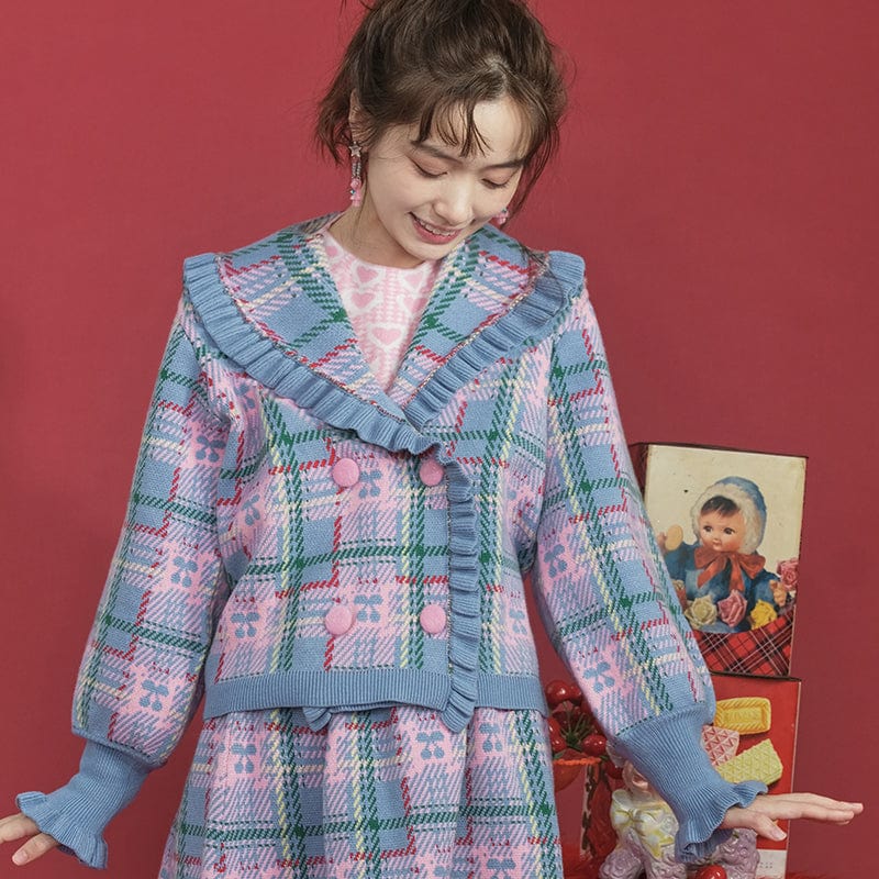 Pink Kawaii Women's A-line Plaid Skirt