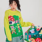 Pink Kawaii Women's Cartoon Knitted Sweater