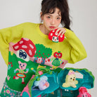 Pink Kawaii Women's Cartoon Knitted Sweater