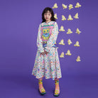 Pink Kawaii Women's Chromatic Diamond Printed Ruffled Dress