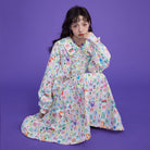 Pink Kawaii Women's Chromatic Diamond Printed Ruffled Dress