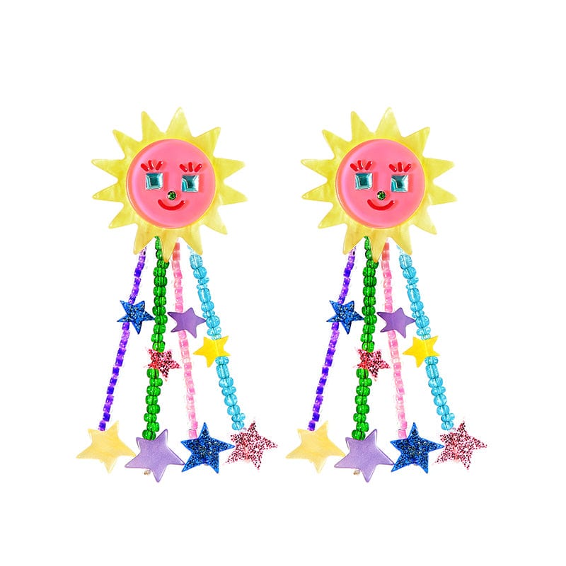 Pink Kawaii Women's Chromatic Sun Tassels Earrings