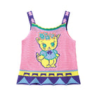 Pink Kawaii Women's Contrast Color Cat Knitted Tank Top