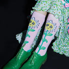 Pink Kawaii Women's Daisy Knitted Knee-high Socks