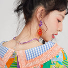 Pink Kawaii Women's Dog Rhinestone Earrings/Necklace