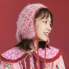 Pink Kawaii Women's Fluffy Jacquard Hat