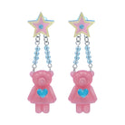 Pink Kawaii Women's Glittering Bear Star Earrings