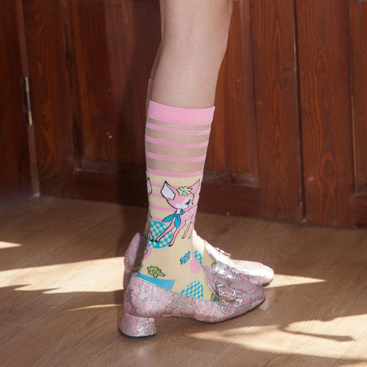 Pink Kawaii Women's Kawaii Deer Colorful Socks