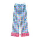 Pink Kawaii Women's Plush Splice Plaid Pants